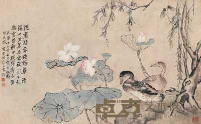 李鱓 1751年作 荷塘清趣 立轴 78.5×126cm